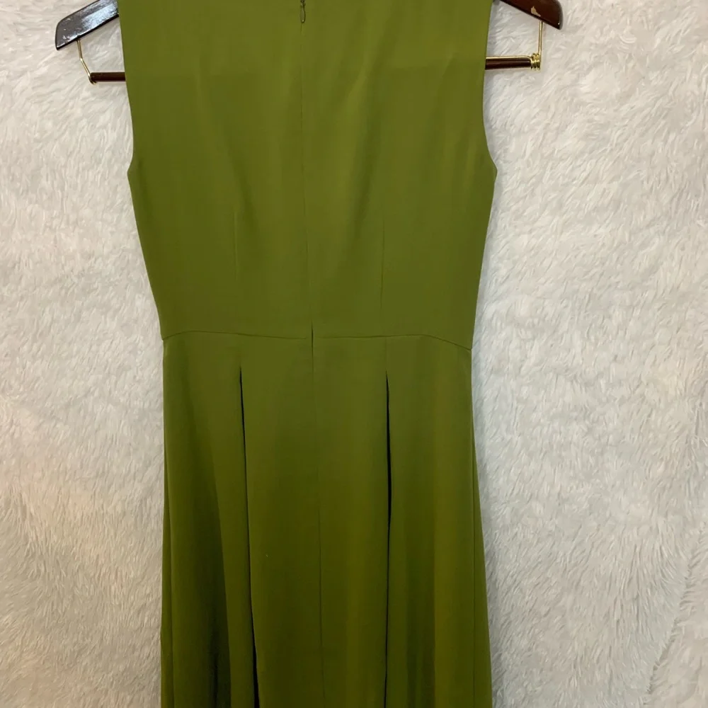 Ann Taylor Dress Womens Size 0 Green Sleeveless ￼￼￼ Pleated ￼Sheath Lined Dress - Picture 6 of 8